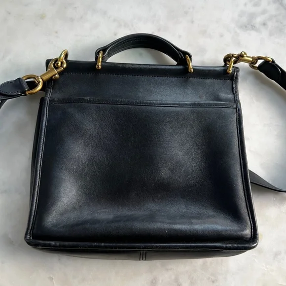 VINTAGE COACH pre-1994 WILLIS black leather crossbody bag - Picture 4 of 12